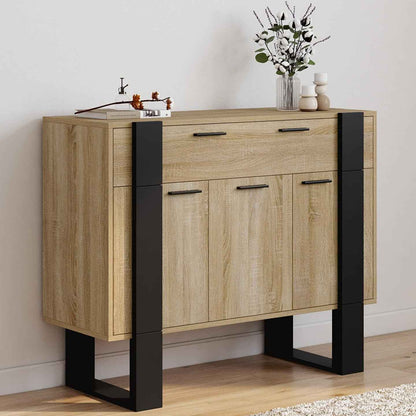 - Buffet 100 Cm Phoenix 3 Portes Et 1 Tiroir Bois Et Noir