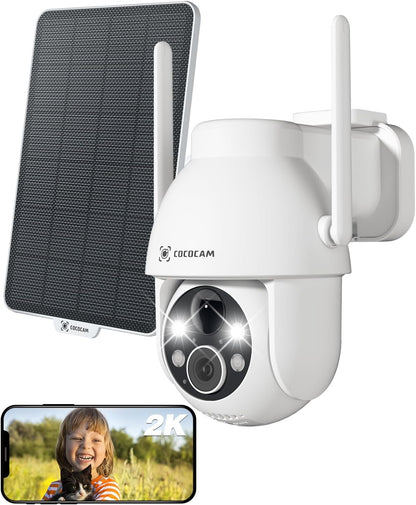 2K Camera Surveillance Wifi Exterieure Sans Fil | AI Détection Humaine, Vision Nocturne Couleur, Audio Bidirectionnel, 2.4Ghz Wifi, Cloud