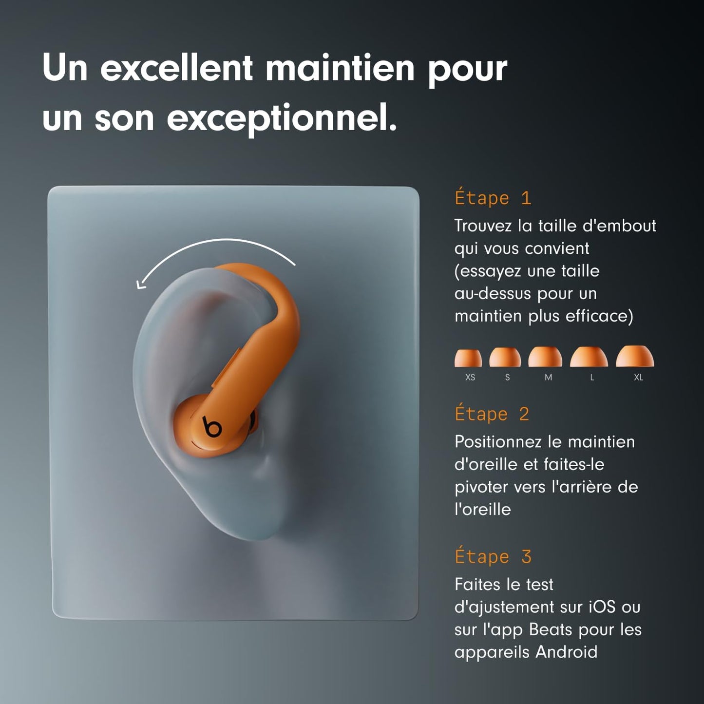 Power Pro 2 Écouteurs Bluetooth Sans Fil- Suppression Du Bruit, Suivi De La Fréquence Cardiaque, IPX4, JusquʼÀ 45H Avec Étui De Recharge, Compatible Apple & Android - Obsidienne