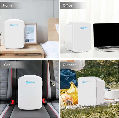 4L Mini Frigo, Petit Réfrigérateur Portable, Réfrigérateur Cosmétique, Frigo Mignon, Fonction Froid/Chaud Pour Bureau, Chambre, Voiture, Voyage, 220V/12V, Blanc, 24,5X18,5X27Cm