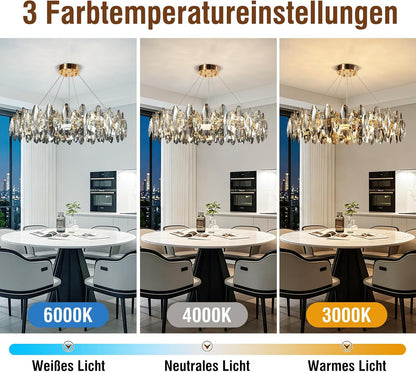 Lustre Moderne À LED Cristal De Luxe,Plafonnier En Cristal Ovoïde Étincelant Or,8Xe14 Suspensions De Salon,8-Flammes