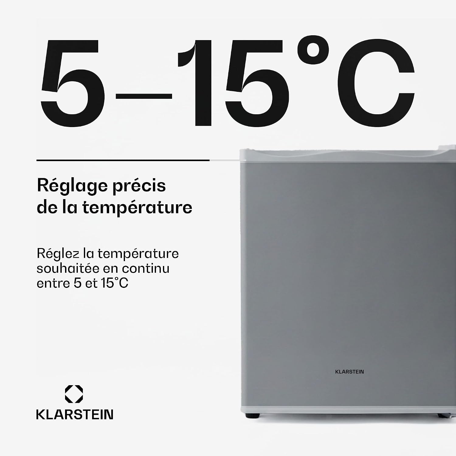 KLARSTEIN Mini Frigo De Chambre De 23L Pour Snacks Et Boissons, Petit Frigo Top Silencieux, Mini Bar, Petit Réfrigérateur Camping, Cosmetique, Refrigerateur Avec Étagères Réglables, 5-15°C