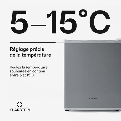 KLARSTEIN Mini Frigo De Chambre De 23L Pour Snacks Et Boissons, Petit Frigo Top Silencieux, Mini Bar, Petit Réfrigérateur Camping, Cosmetique, Refrigerateur Avec Étagères Réglables, 5-15°C