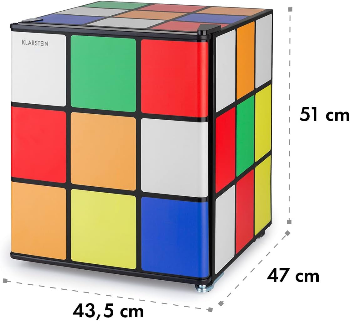 Solve - Mini-Réfrigérateur, Minibar, Système De Refroidissement Thermoélectrique, Capacité De 48 Litres, Bouton De Réglage Mécanique, Refroidissement : 0 À 10 °C, Noir/Coloré