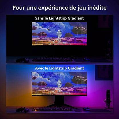 Philips Hue White and Color, Lightstrip Hue Play Gradient PC Pour Écran 24-27 Pouces, Synchronisation De La Lumière Avec Le Jeu Avec Hue Sync, Fonctionne Avec Alexa, Google Assistant Et Apple Homekit
