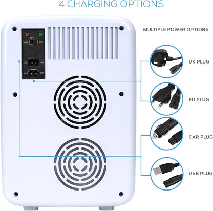 Body Escape Mini Réfrigérateur Pour Soins De La Peau Et Maquillage - Mini Réfrigérateurs Beauté À Porte En Verre - Réfrigérateur Portable, Compact, Et Silencieux Pour Le Maquillage - 10L - Blanc
