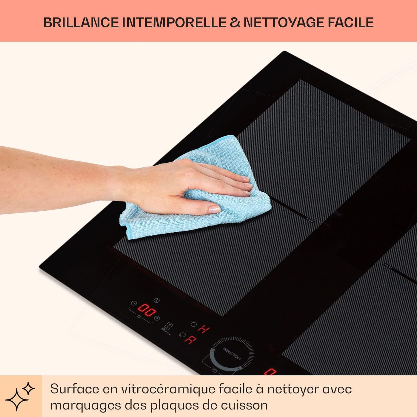Klarstein Plaque Induction 7000W, Plaque De Cuisson Electrique À Induction, Encastrées 4 Feux, Tables De Cuisson Encastrable, Contrôle Tactile, Rechaud Electrique Pour La Cuisine