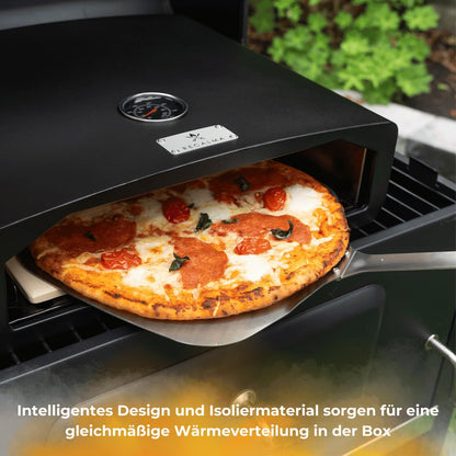 Recalma Four À Pizza En Acier Inoxydable Avec Pierre À Pizza Pour Barbecue, Four À Pizza Avec Pelle À Pizza Et Pierre À Pizza Résistante Au Feu, Barbecue À Gaz Avec Thermomètre Et Pelle À Pizza,
