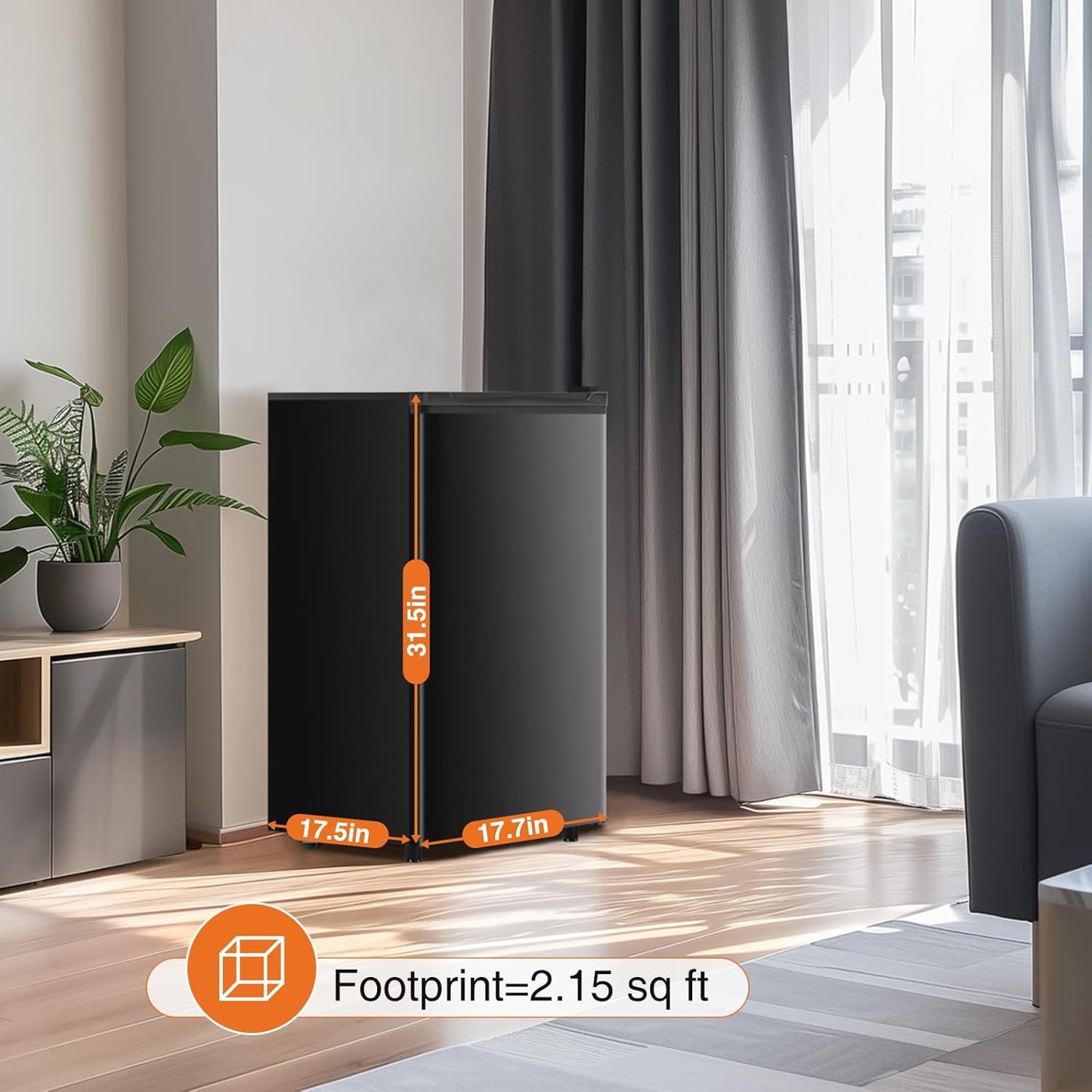 Sweetcrispy Mini Réfrigérateur Congélateur 3,2 Mètres Cubes, Petit Réfrigérateur, Thermostat Réglable Avec Une Porte, Réfrigérateur Compact À Faible Bruit Pour Chambre À Coucher, Bureau, Chambre À