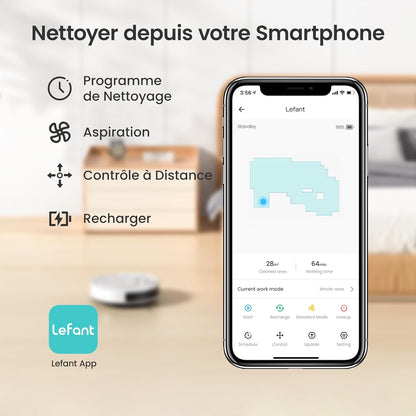 Aspirateur Robot, Robot Aspirateur Autonomie Mince Silencieux, Connecté Avec Wifi/Alexa/App, 3 Modes D'Aspirations, Programmable, Idéal Pour Les Poils D'Animaux Tapis Sols Durs, M210 Blanc