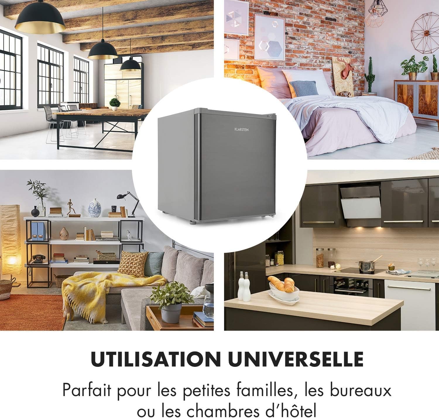 Snoopy Eco - Mini-Réfrigérateur, Peu Encombrant, 46 Litres, Congélateur De 4 Litres, Clayettes Réglables, Parfait Pour Les Petits Ménages - Gris