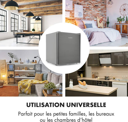 Snoopy Eco - Mini-Réfrigérateur, Peu Encombrant, 46 Litres, Congélateur De 4 Litres, Clayettes Réglables, Parfait Pour Les Petits Ménages - Gris