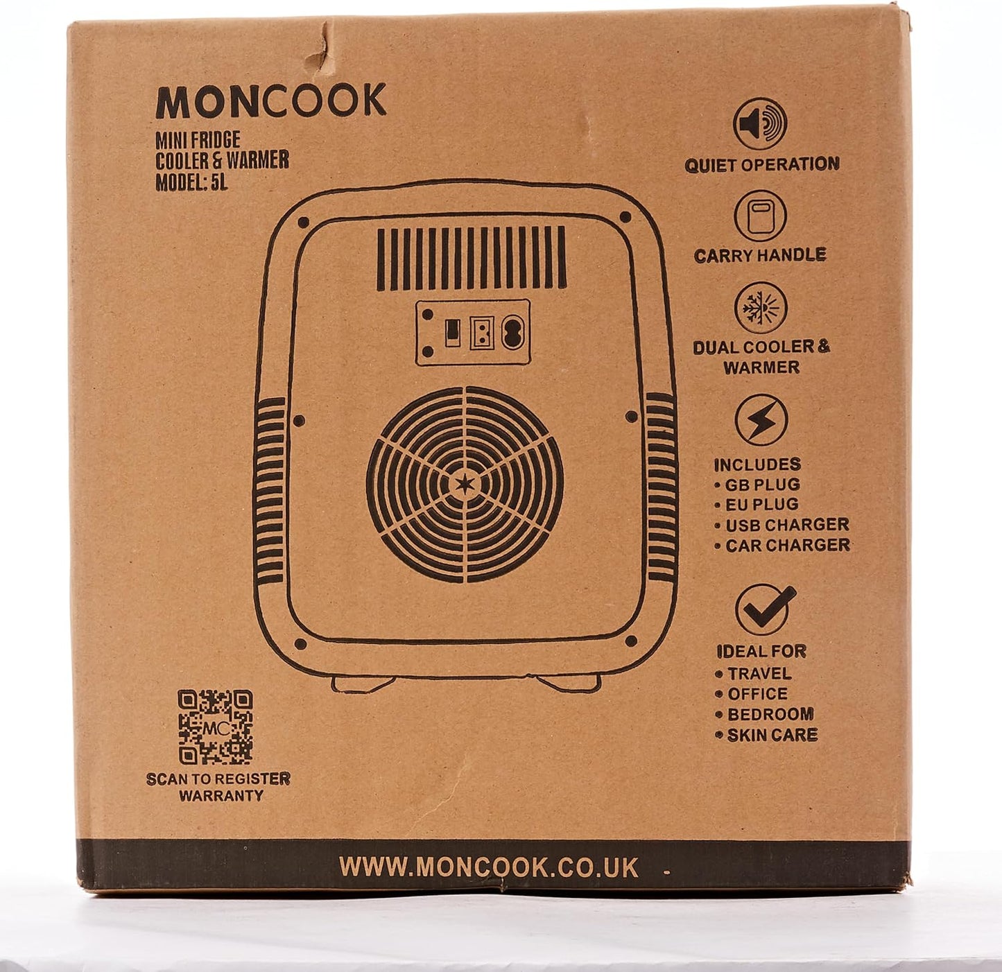 MONCOOK Mini Réfrigérateur - Mini Réfrigérateurs Portables Pour Les Soins De La Peau, La Médecine, La Nourriture Et Les Boissons - Fonction De Refroidissement Et De Réchauffement - 5L - Mono Gris