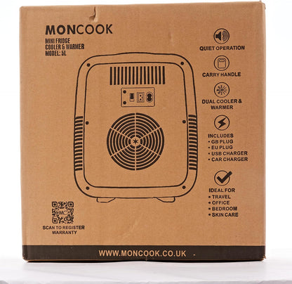 MONCOOK Mini Réfrigérateur - Mini Réfrigérateurs Portables Pour Les Soins De La Peau, La Médecine, La Nourriture Et Les Boissons - Fonction De Refroidissement Et De Réchauffement - 5L - Mono Gris