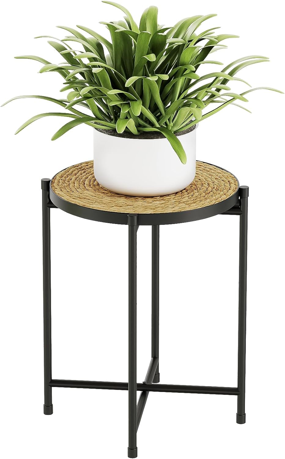 Support Rond Pour Plantes D'Extérieur - Tabouret Pour Plantes - Support De Fleurs - En Métal Noir - Banc De Fleurs - Pour Salon - Petite Table D'Appoint - Petite Table Basse - Décoration De