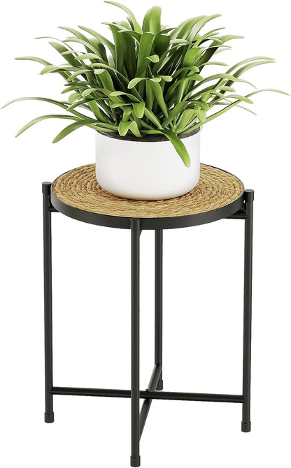Support Rond Pour Plantes D'Extérieur - Tabouret Pour Plantes - Support De Fleurs - En Métal Noir - Banc De Fleurs - Pour Salon - Petite Table D'Appoint - Petite Table Basse - Décoration De