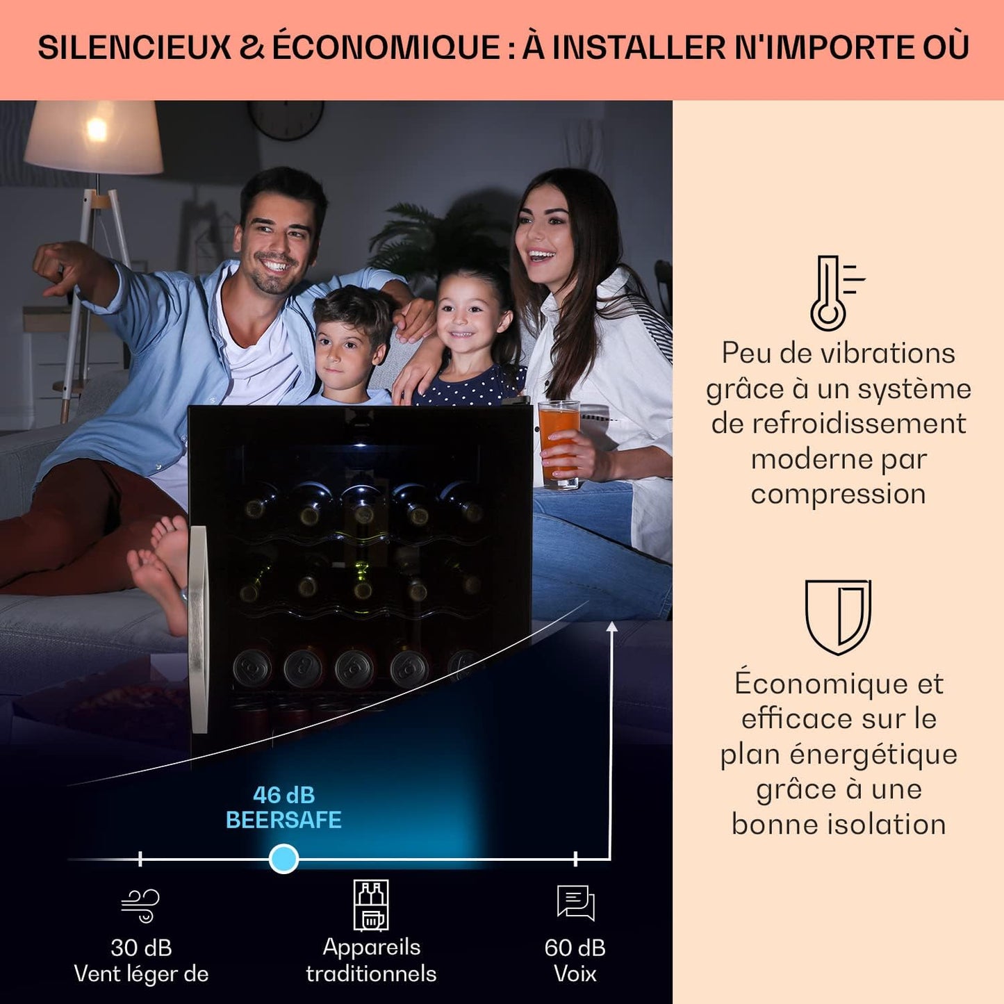 Mini Frigo De Chambre Et Bureau Pour Boisson, Silencieux, Refrigerateur Bar 60L, Pour Camping, Étagères Réglables, Ondulés Pour Le Vin, Cannette, Beer Fridge
