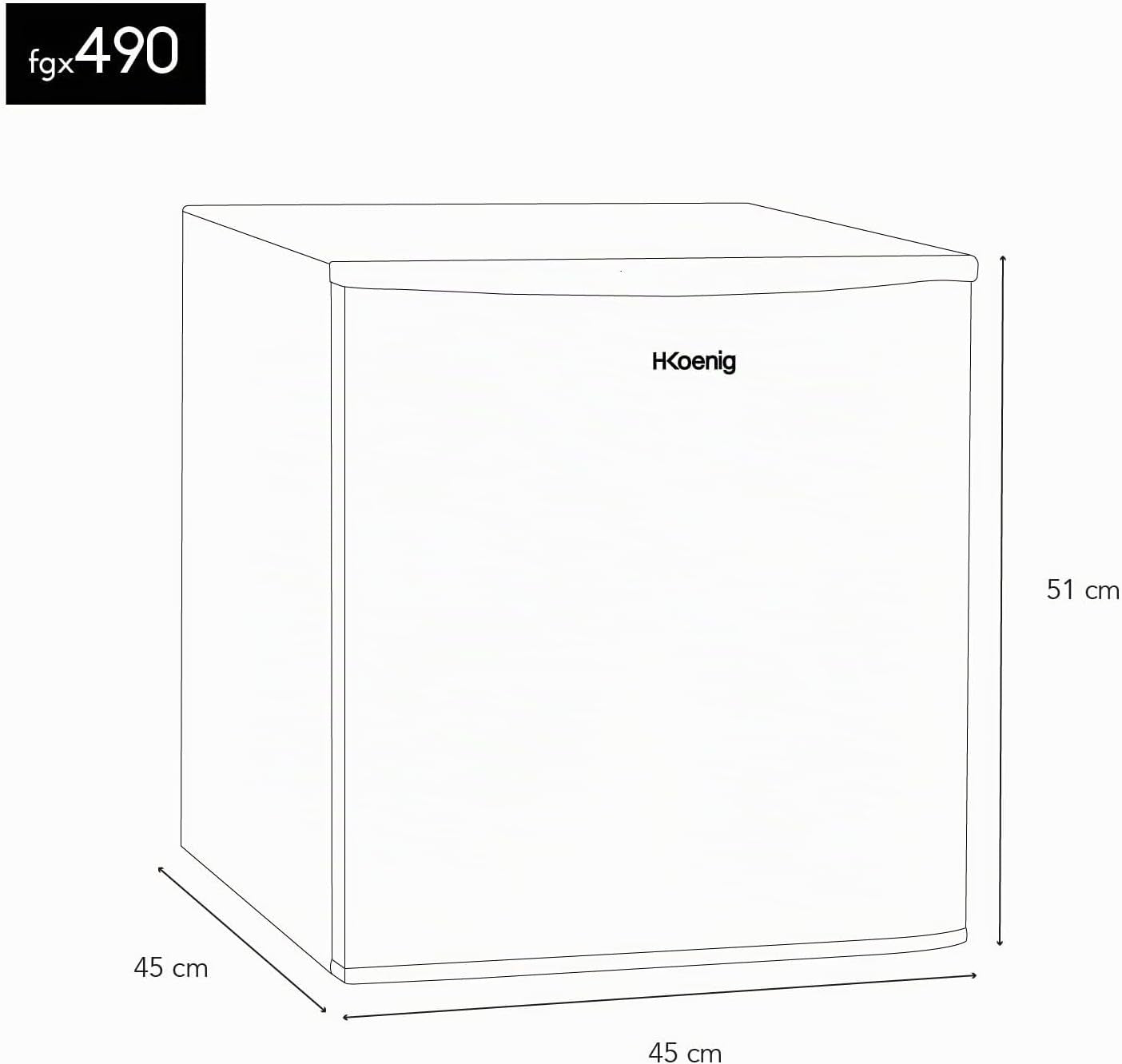 Mini Réfrigérateur Frigo FGX490 Gris, 45L Compact, Silencieux, Porte Réversible, Thermostat Réglable, Compartiment Glaçons 4L, Pieds Réglables, 39 Db