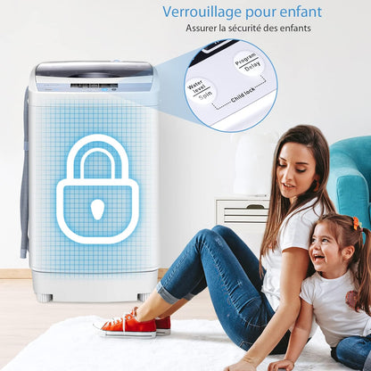 Machine À Laver Automatique 10 Programmes Avec Volume Du Tambour 45L, Mini Lave-Linge Avec Capacité De Lavage De 4,5 Kg Avec Fonction De Séchage, 50 X 50,3 X 85,3 Cm