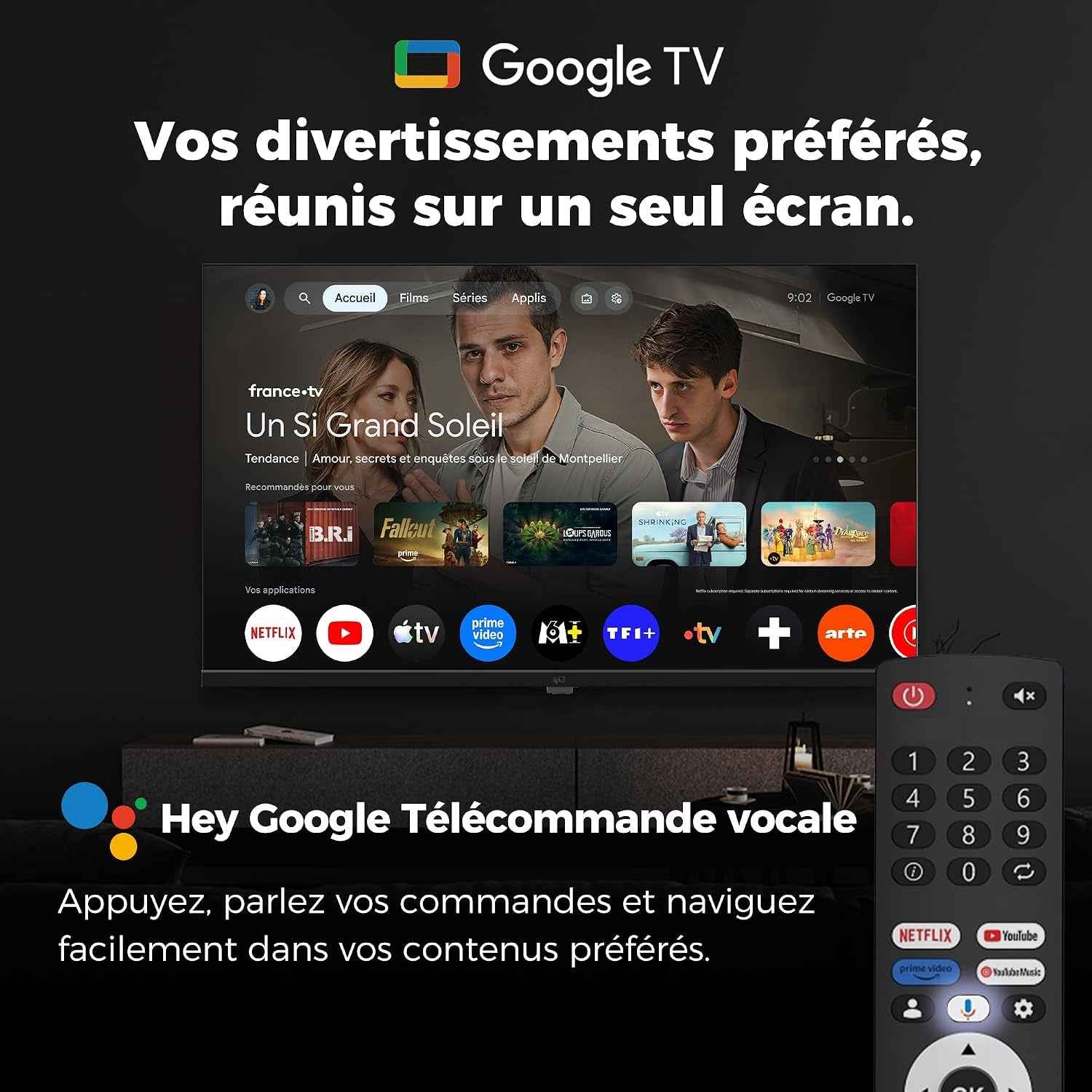 Smart TV 32 Pouces – (81 Cm) Google TV Avec Google Play, Google Cast, 720P HD Television, HDR 10, Dolby Audio, Télécommande Vocale, Streaming TV En Direct