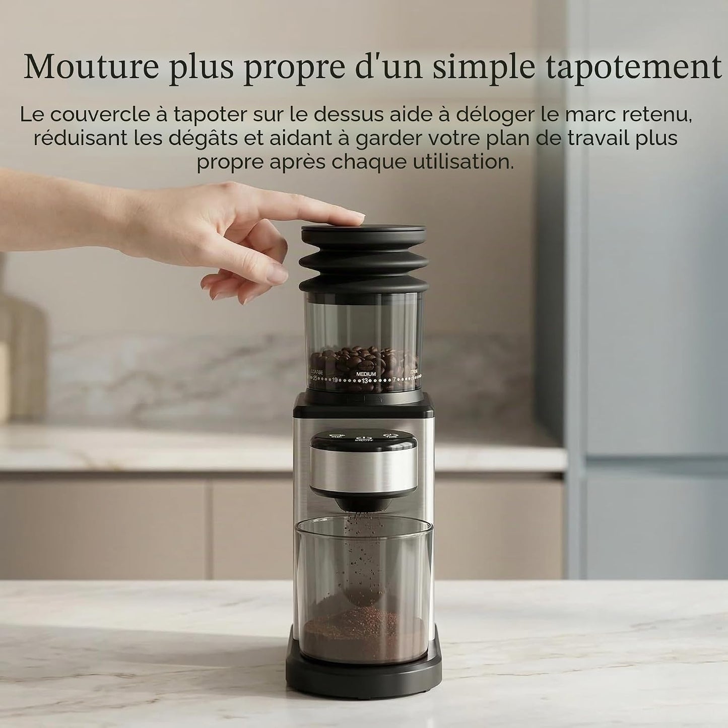 Moulin À Café Électrique Avec Broyeur Conique, 25 Degrés De Broyage, Pour Expresso, Filtre Et Moka, Moulin À Café Silencieux Avec 2 À 12 Tasses, Broyeur En Acier Inoxydable, Affichage LED