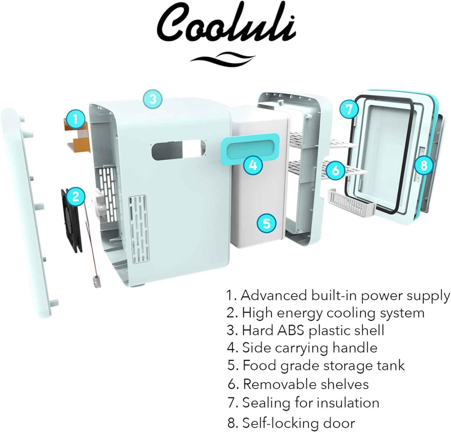 Cooluli Mini Réfrigérateur 15 L Pour Chambre À Coucher, Voiture, Bureau Et Dortoir Universitaire – Glacière Et Réchauffeur Portable 12 V Pour Nourriture, Boissons, Soins De La Peau, Beauté, Maquillage