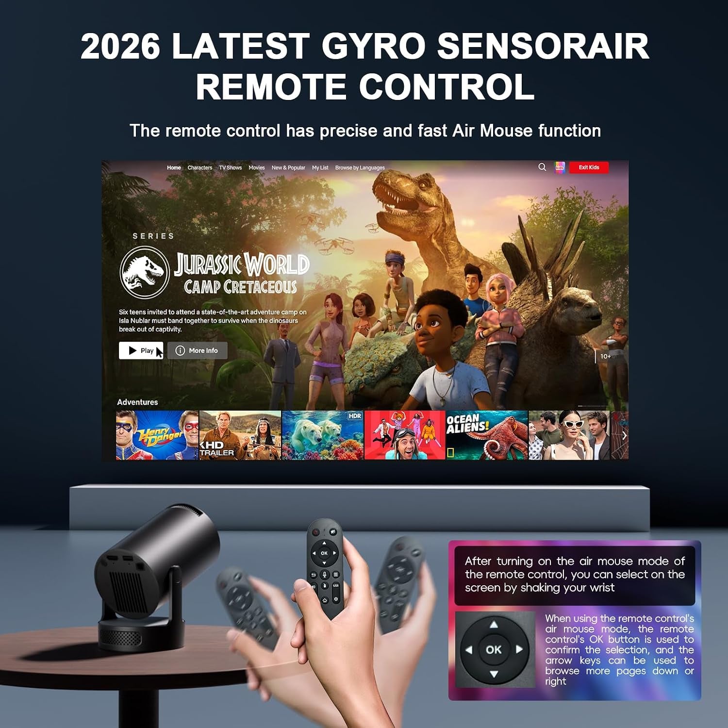 [Apps Intégrées & 2026 Upgraded] Vidéoprojecteur Avec Wifi 6 Et Bluetooth | Projecteur Supporte 4K 1080P Auto Keystone Rotation 180° Compatibile Avec HDMI/TV Stick/Memory Stick/Laptop, Noir