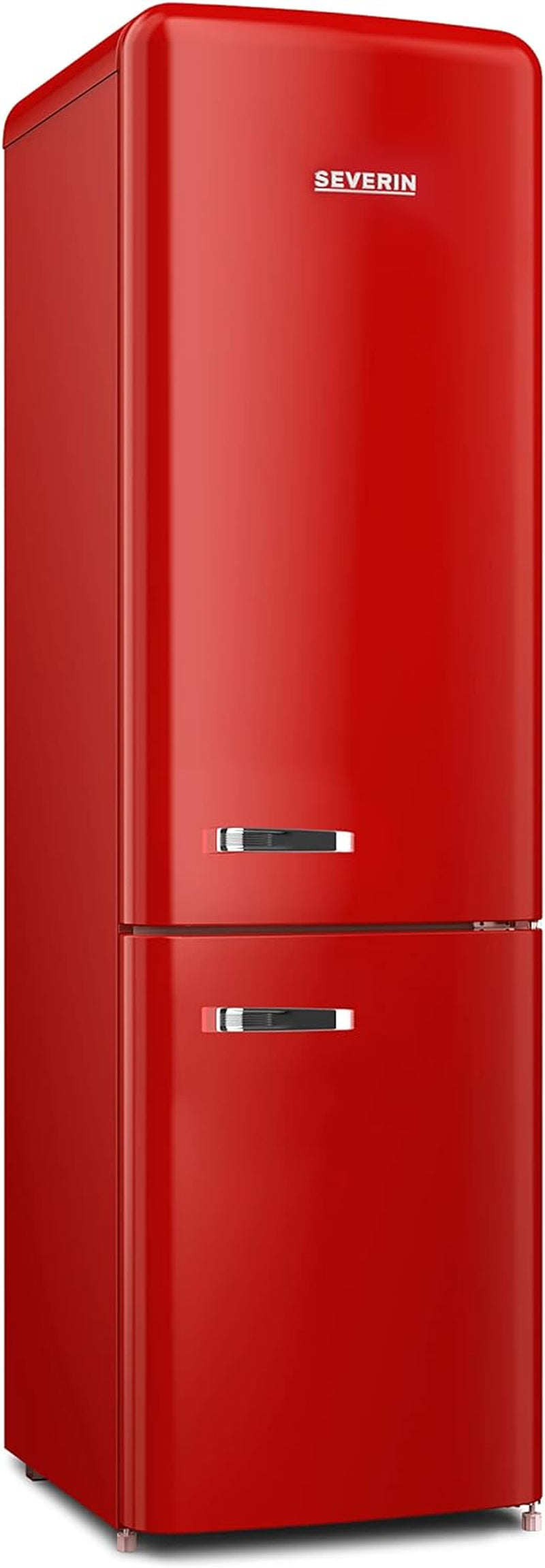 Réfrigérateur Congélateur Combiné Total Nofrost, Pose Libre, Largeur 54Cm, 250 L, Classe E, Veggibox Incluse, Rétro, Rouge, RKG 8927