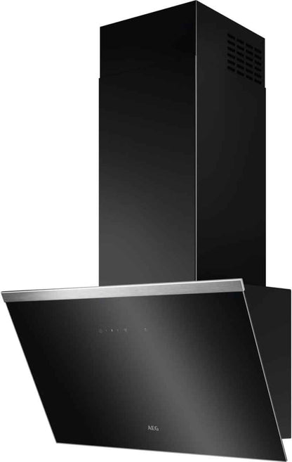 AEG Hotte Murale Sans Tête 60 Cm a Série 7000 Avec Hob2Hood, Évacuation Et Recirculation, Moteur Haute Performance, Puissance Max. 500 M³/H, 64 – 74 Db(A) Maximum, Commande Tactile, Noir DVE5661HB