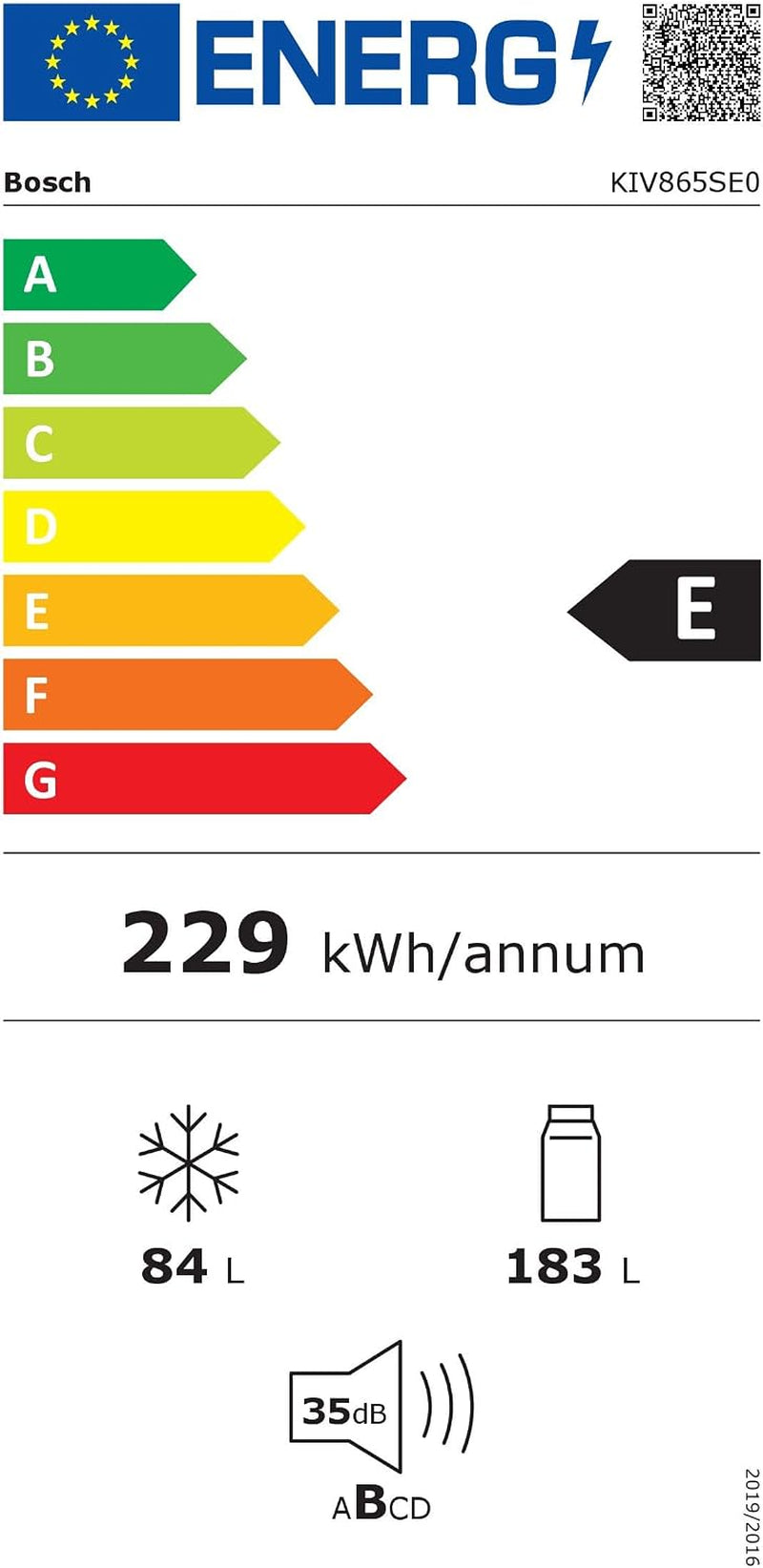 Bosch KIV865SE0 Série 2 - Réfrigérateur Combiné, Intégrable, Lowfrost | 177.2 X 54.1 Cm, Cool Airflow, Éclairage LED, Fabriqué En Allemagne