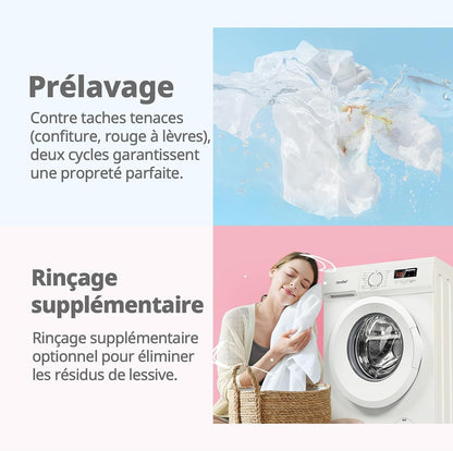 ' Lave-Linge 8KG Classe a Moteur BLDC 1400RPM Blanc CFE12EW80/W-FR | 15 Programmes, Prélavage, Lavage À La Lapeur, Lavage Rapide, Design Slim 48 Cm, Frontal Machine À Laver