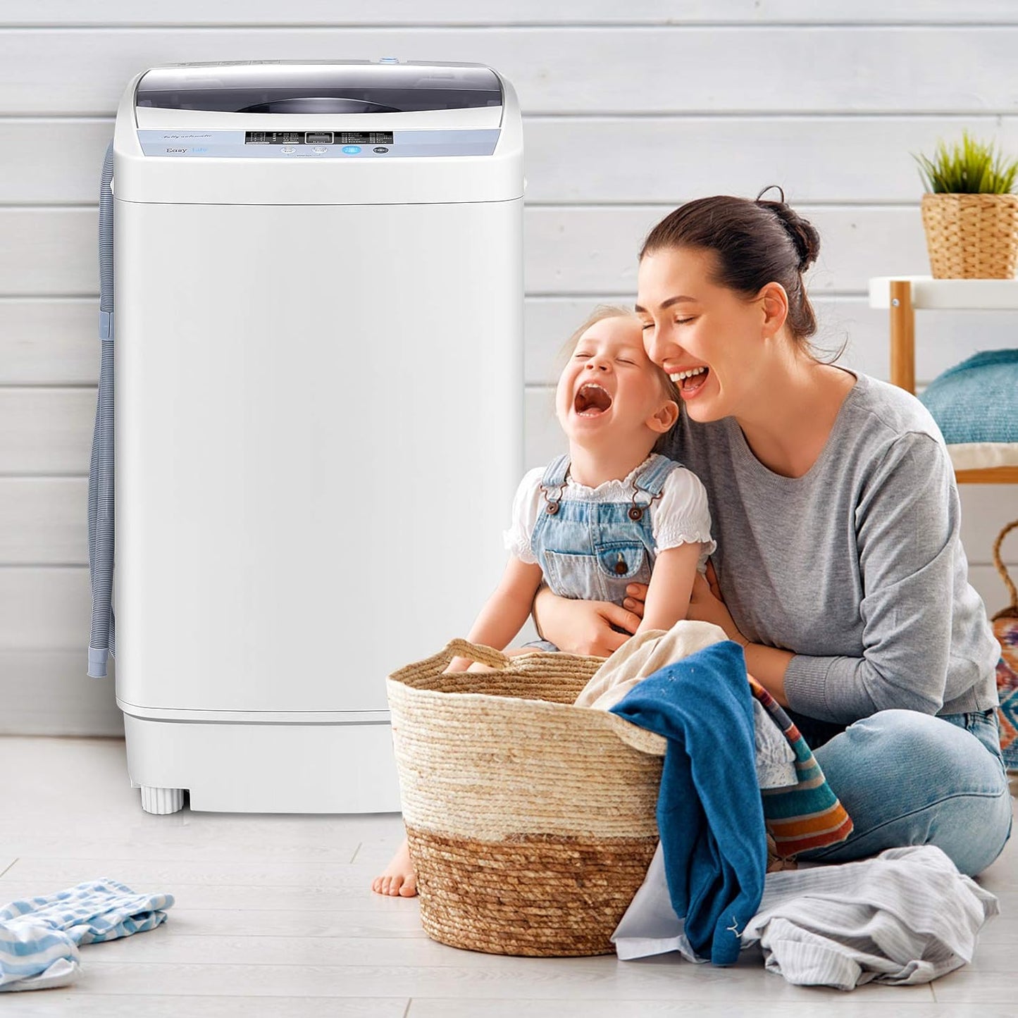 Machine À Laver Automatique 10 Programmes Avec Volume Du Tambour 45L, Mini Lave-Linge Avec Capacité De Lavage De 4,5 Kg Avec Fonction De Séchage, 50 X 50,3 X 85,3 Cm