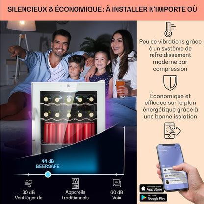 Mini Frigo De Chambre, Frigo À Bière, Mini Bar, Refrigerateur Aliments, Boissons, Contrôle Iot/App, Petit Réfrigérateur Camping Silencieux, Frigo Cosmetique, Etagères Amovibles, 3-18°C, 60L