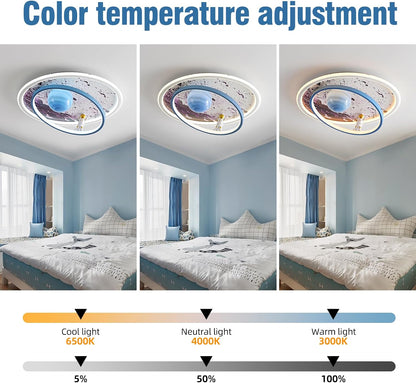 Plafonnier LED Enfant, Moderne Lune Astronaute Plafonnier, Dimmable Acrylique Lumière Éclairage Avec Télécommande, Garçons Et Filles Chambre Enfants Bébé Chambre Décoration Lustre
