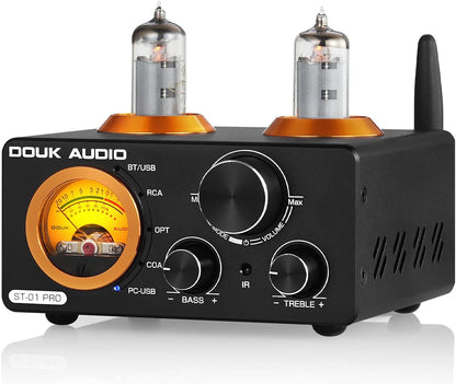 [Version Mise À Jour] ST-01 Pro 200W Amplificateur Hi-Fi Mini Récepteur Audio Bluetooth 5.0 Amplificateur À Tubes Numérique Avec Vu-Mètre, USB DAC Coax/Opt