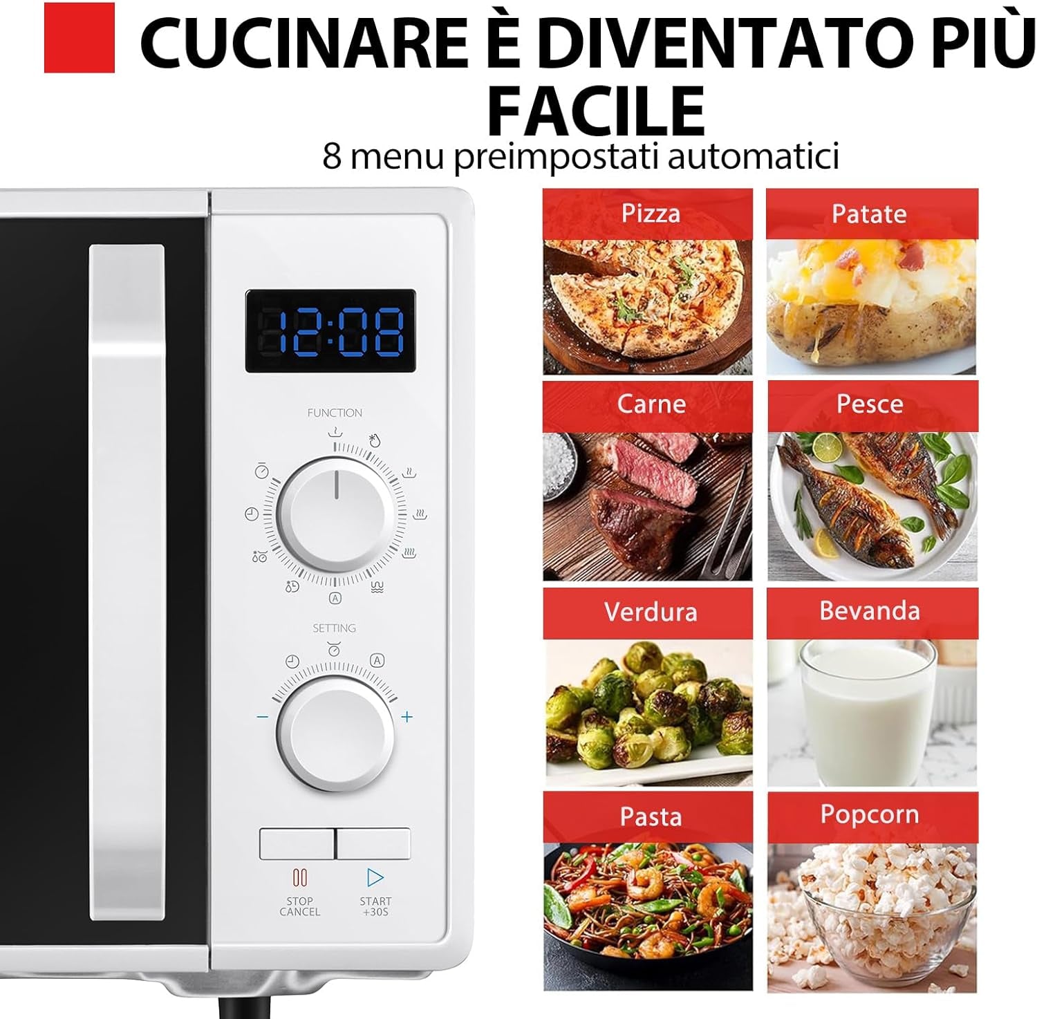 MW2-AG23P(WH) 3-En-1 Four À Micro-Ondes Avec Gril 1050 W Et Cuisson Combinée, 23 L, Plaque Tournante Avec Mémoire De Position, Minuteur, Lumières LED Intégrées, 900 W, Blanc