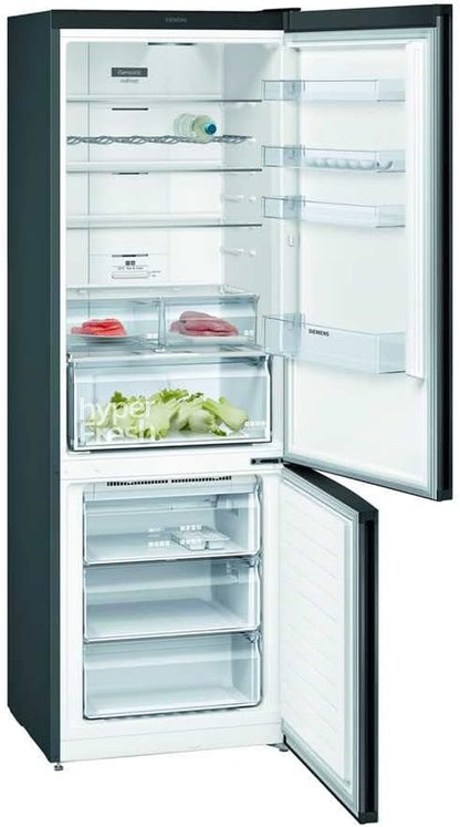 Iq300 KG49NXXEA Réfrigérateur-Congélateur Autoportante 438 L E Noir, Acier Inoxydable