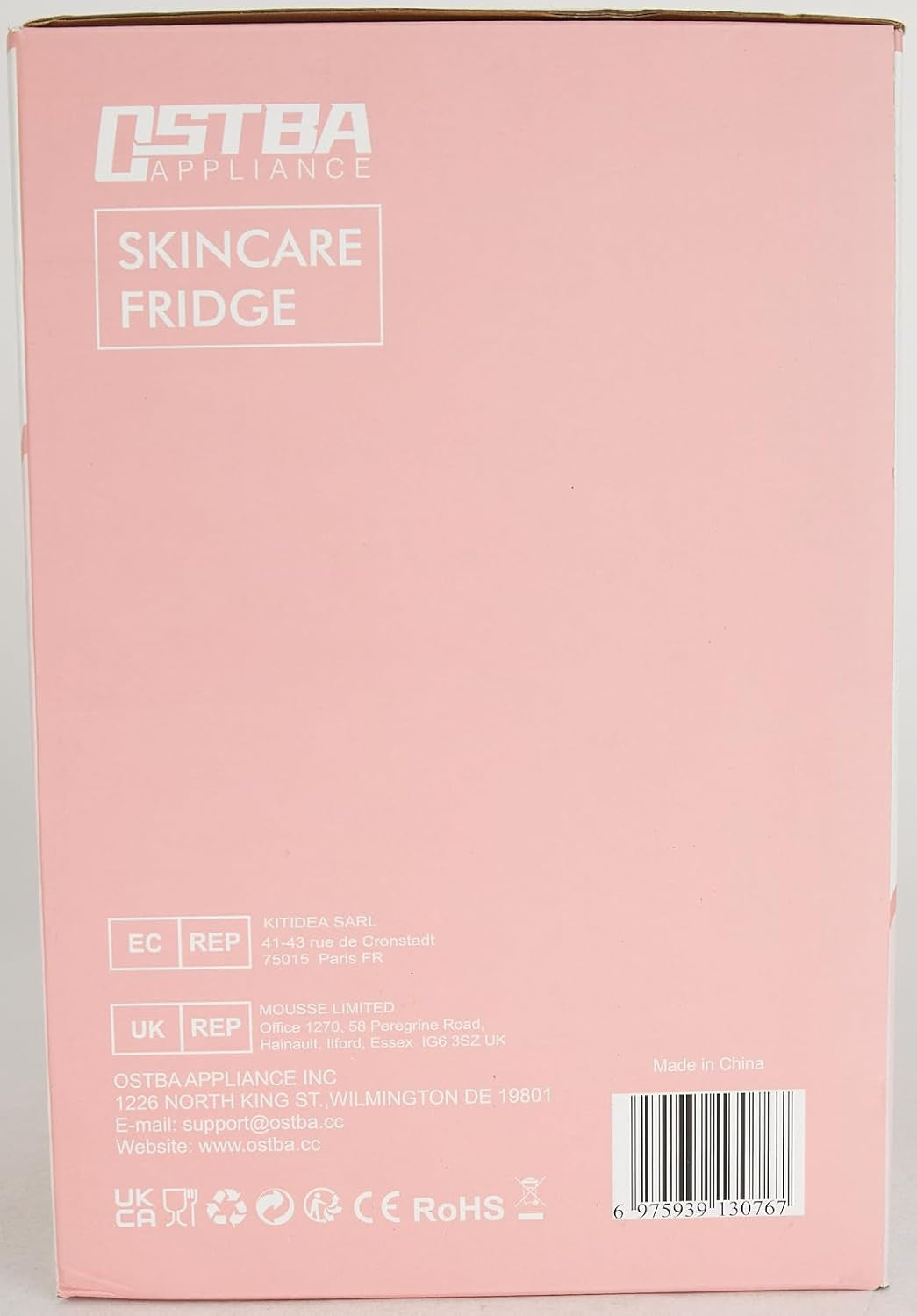 OSTBA APPLIANCE Mini Frigo Portable, 4 Litres /6 Boîtes Boissons & Soin De La Peau Mini Petit Frigo Pour Chambre, Voiture, Bureau, Deux Vitesses - Refroidisseur Et Réchauffeur (Rose)