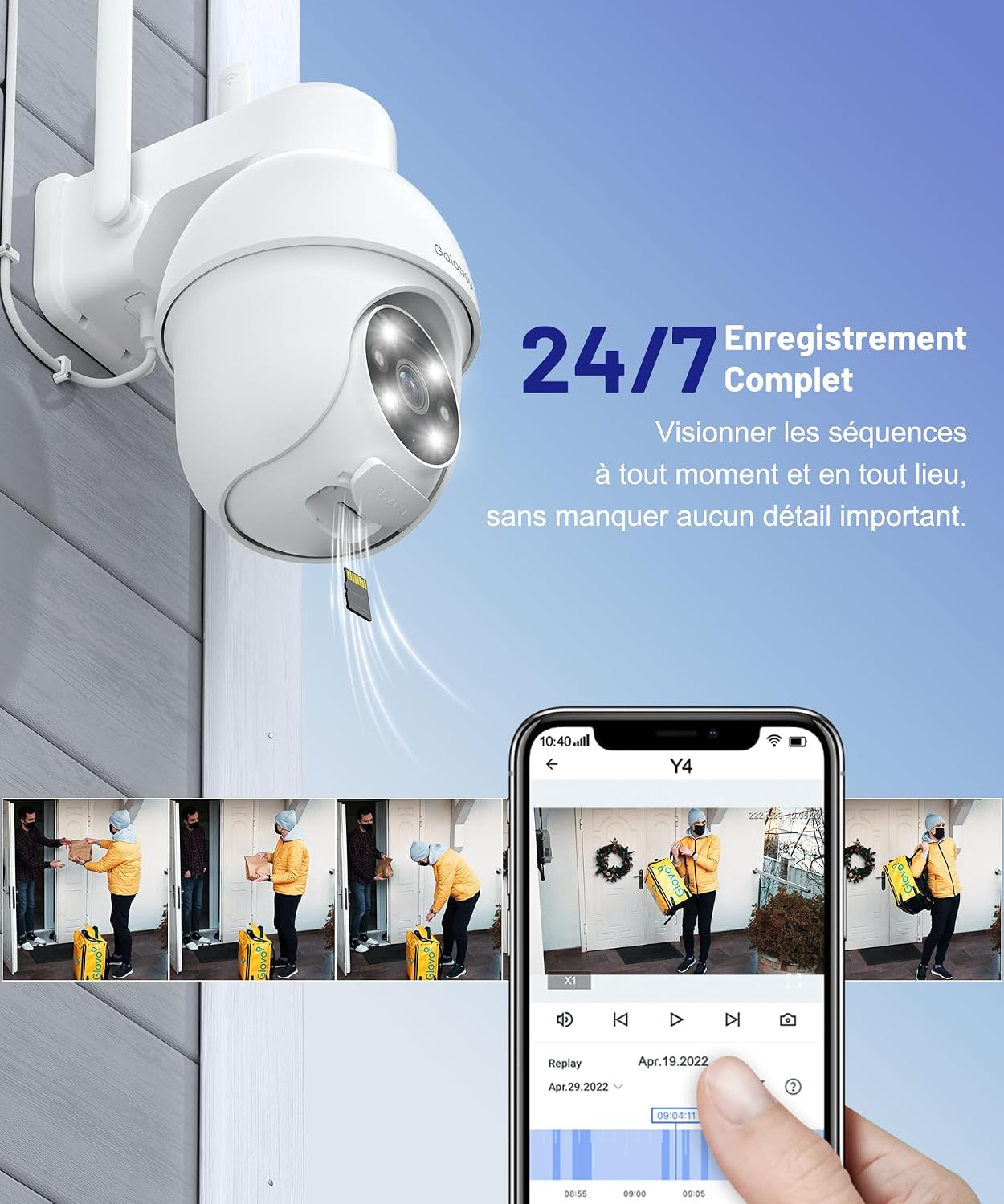 2K 3MP Camera Exterieur, Caméra De Surveillance Extérieur Y4-2P | Camera Surveillance Wifi Exterieure Étanche IP65, Vision Nocturne Couleur, Suivi Intelligent 360°, Alerte Instantanée, Alexa