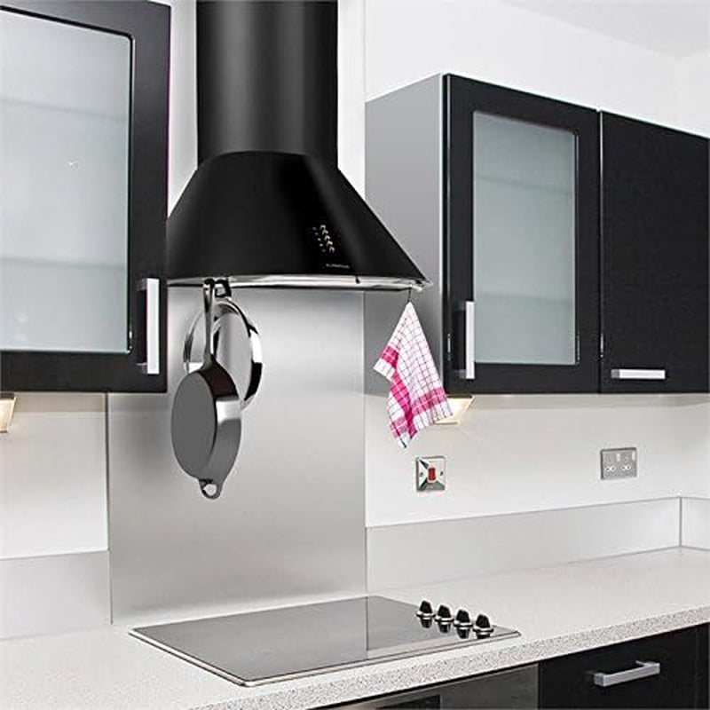 Noir - Hotte Aspirante Retro, Hotte De Cuisine, Acier Inoxydable, 60 Cm, 352 M3/H, Trois Niveaux De Puissance, Mode Evacuation & Recyclage, Noir Mat