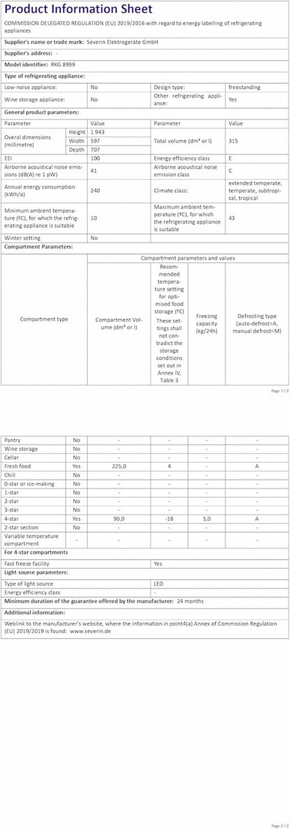 Réfrigérateur Congélateur Combiné Total Nofrost, Pose Libre, Largeur 60 Cm, 315 L, Classe E, Veggibox Inclus, Rétro, Crème, RKG 8999
