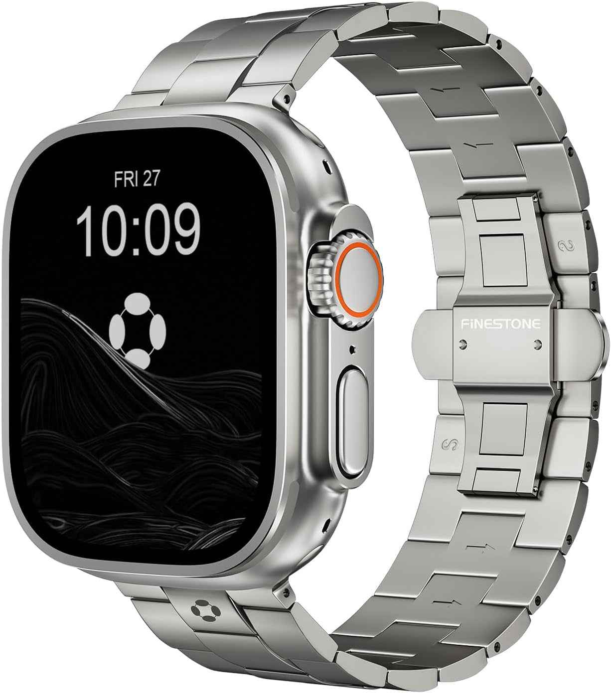 CRNS03 Bracelet En Titane Pour Apple Watch Ultra 3/2/1 49Mm & Series 11/10 46Mm, Bracelet Iwatch Ultra Ajustable Avec Fermoir Papillon, Bracelet De Montre Titane Homme Confortable