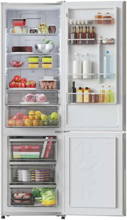Réfrigérateur 256 L Bolero Coolmarket Combi 356 Glass Grey D, Classe D, Économie D'Énergie, Mode Vacances, Multi Airflow, No Frost Total, Humidity Box Et Crisper Box.