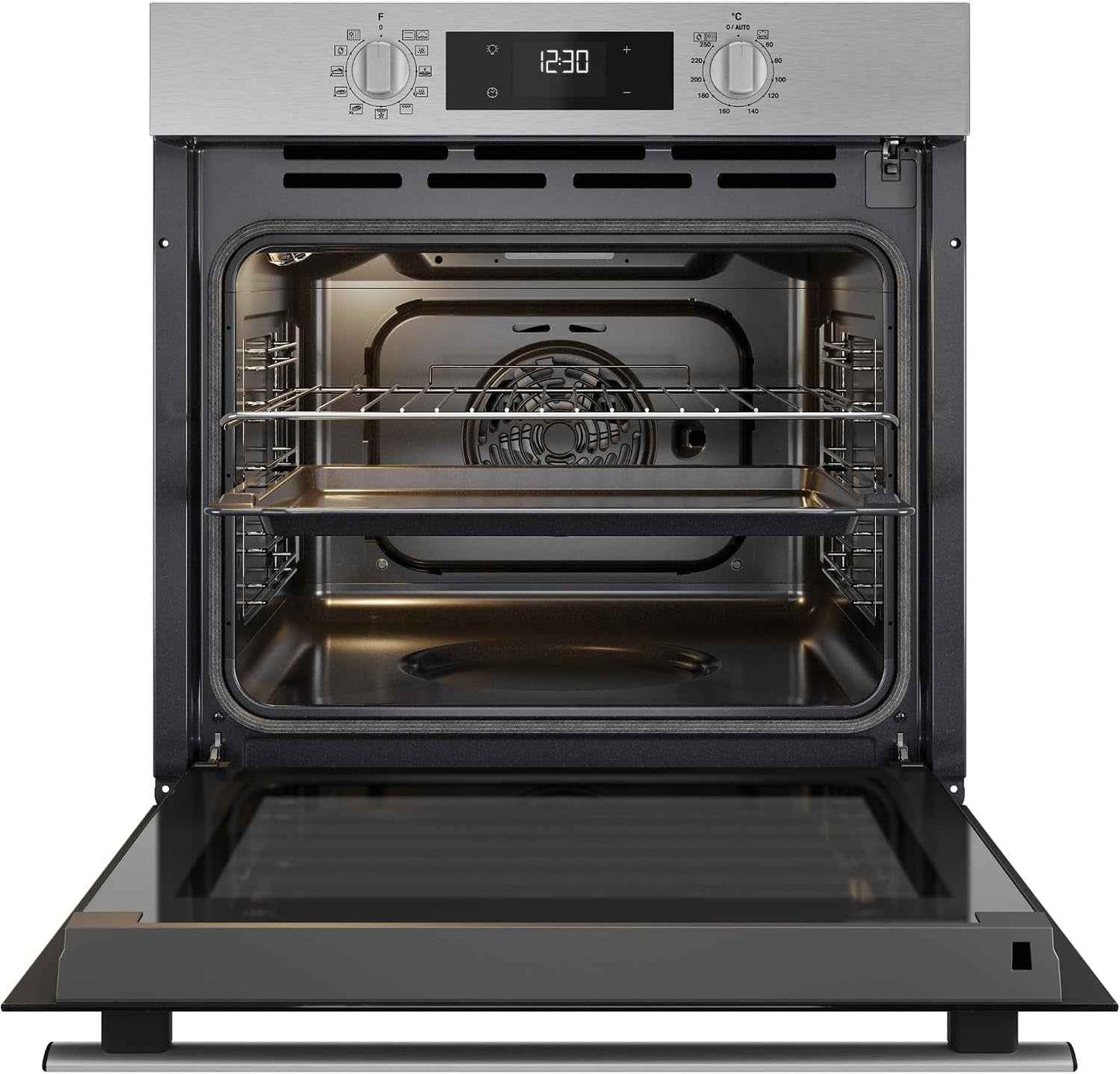 OMR58RR0X Four Multifonction Encastrable Électrique, Ventilé, Pyrolytique, Capacité 71 L, Acier Inoxydable, Classe A+. Cook 3, Cool Door, Easy Clean. 59,5 X 59,5 X 55,1 Cm