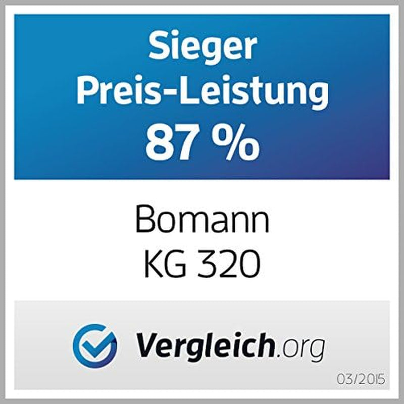 Réfrigérateur - Congélateur Bomann KG 320 - Classe Énergétique A+++ - Hauteur : 143,80 Cm - 163 Kwh/An - Réfrigérateur De 112 Litres - Congélateur De 48 Litres Weiß