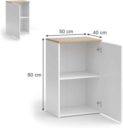 Commode Wido, Blanc, 50X80Cm | Avec Étagère, Pour Le Rangement Et L’Organisation Peu Encombrante