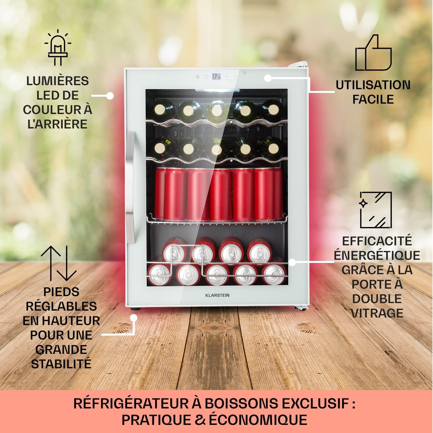 Mini Frigo De Chambre, Frigo À Bière, Mini Bar, Refrigerateur Aliments, Boissons, Contrôle Iot/App, Petit Réfrigérateur Camping Silencieux, Frigo Cosmetique, Etagères Amovibles, 3-18°C, 60L