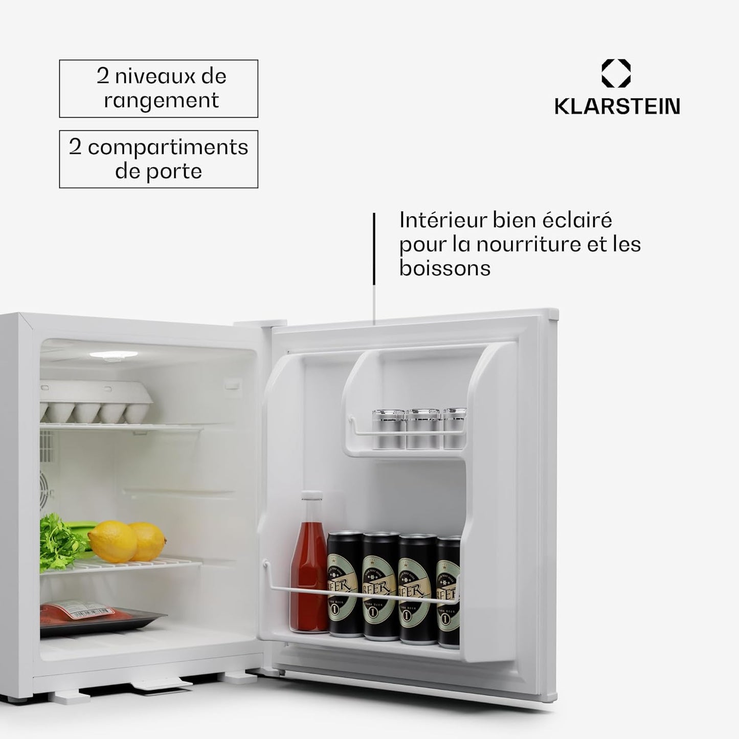 Mini Frigo Et Congelateur De Chambre De 44L, Snacks, Boissons, Petit Frigo Top Silencieux, Mini Bar, Petit Réfrigérateur Camping, Mini Frigo Cosmetique, Refrigerateur Avec Étagères Réglables