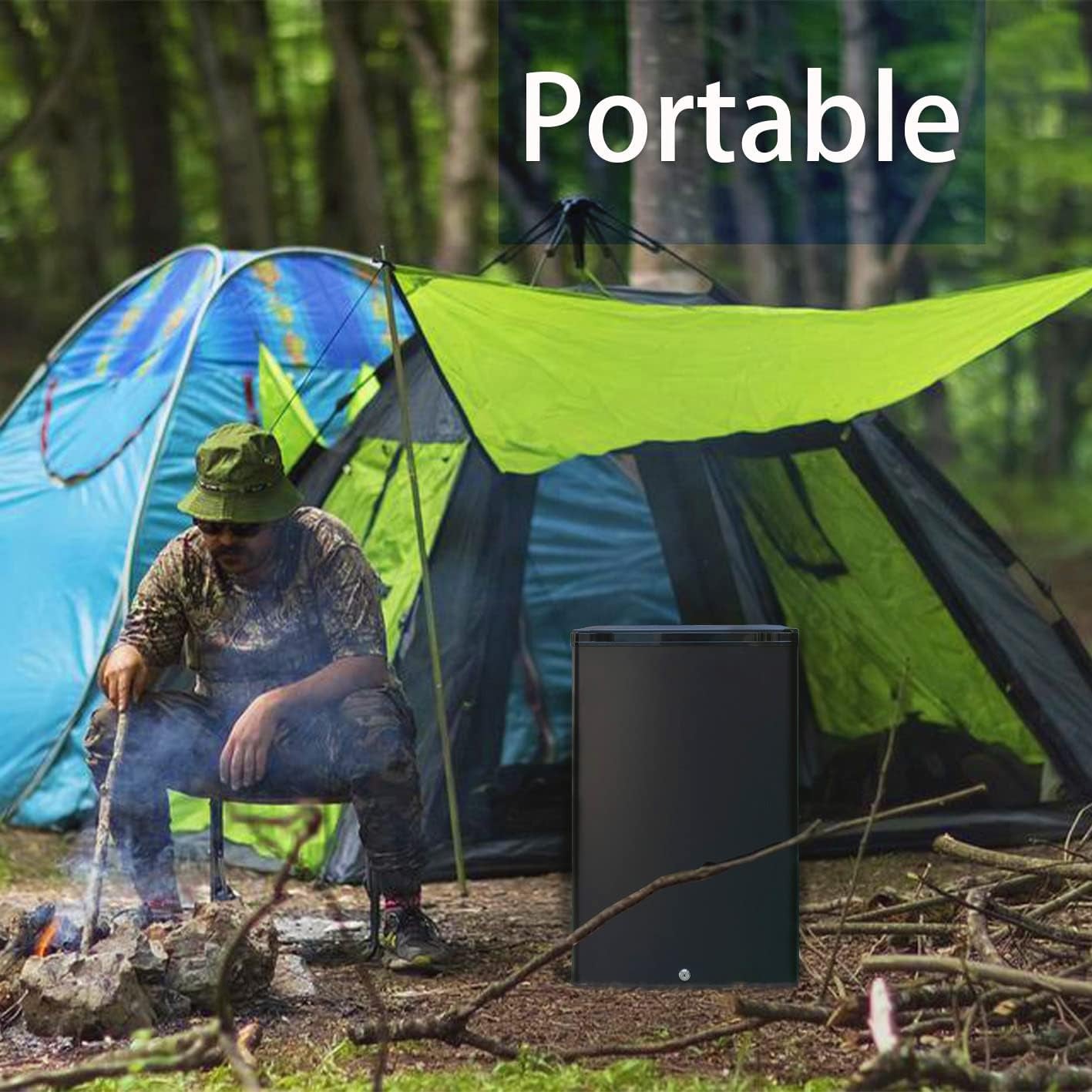 Frigo 12V 220V, 50L, Frigo 12V Camping Car, Frigo Caravane Avec Serrure Et Porte Réversible, Frigo Silencieux Pour Camping Voiture Chambre, Noir