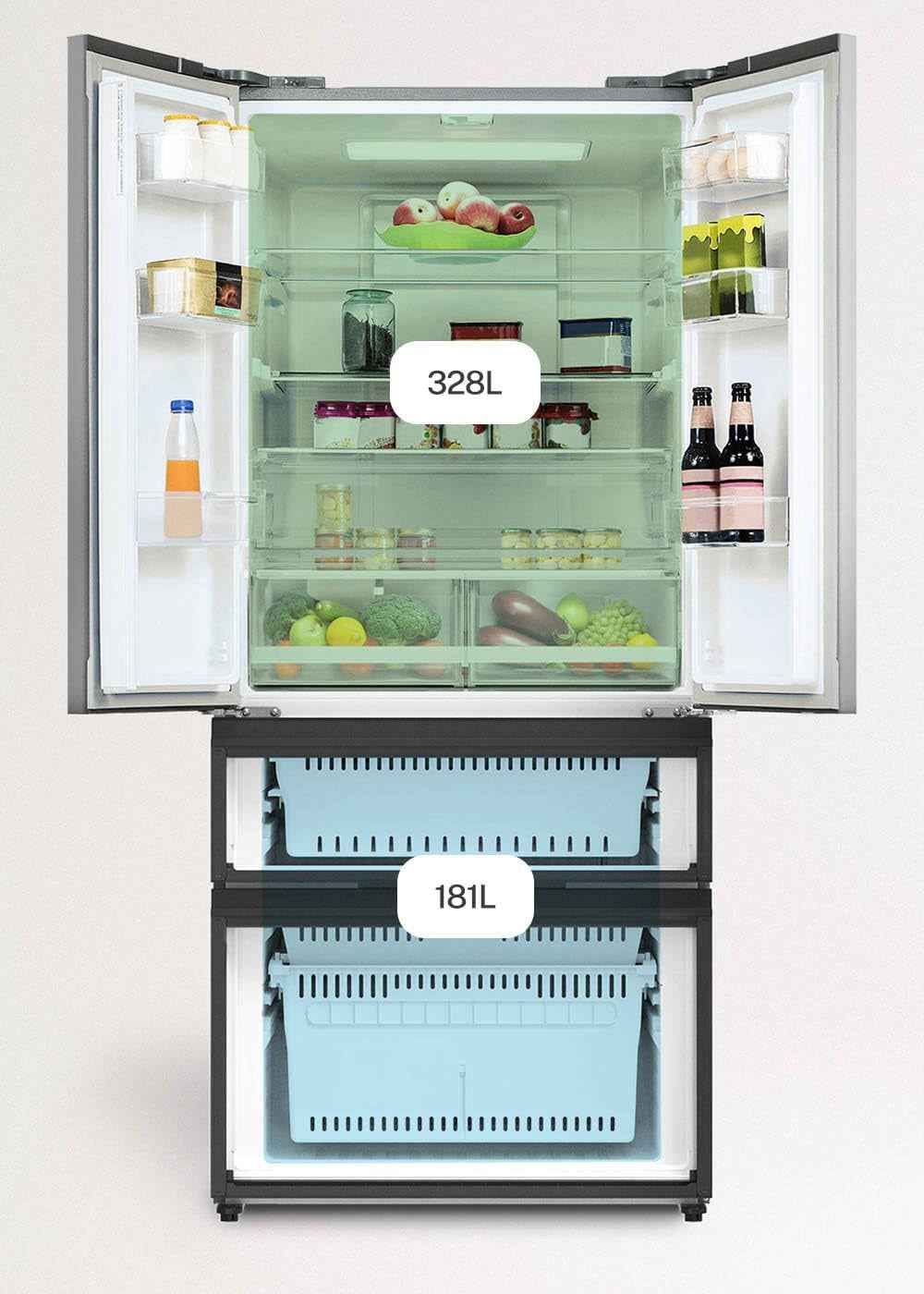 / FRIDGE STUDIO FRENCH DOOR PRO 509 / Réfrigérateur Style French Door 509L Inox / 83,3 X 63,5 X 191,2 Cm/No Frost, Space Pro, Care+, Commande Tactile Électronique, 160W